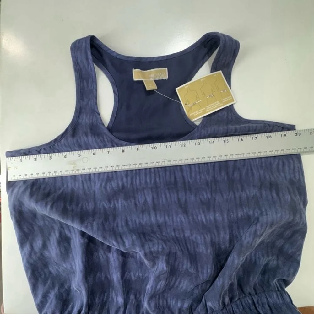 Michael Michael Kors NWT Navy Silk Sleeveless Dress Large Scoop Neck Elegant